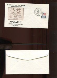 APOLLO 11 2ND ANNIVERSARY KSC BLACK HANDSTAMP CANCEL JULY 20 1971 COVER HR1549