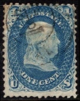 1861 US Scott #- 63 1 Cent Benjamin Franklin Used