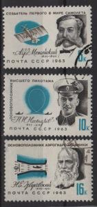 Russia 1963 -Scott 2772, 2773, 2774 (3)CTO- Aviation pioneer