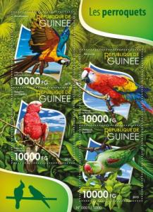 GUINEA 2015 SHEET PARROTS BIRDS