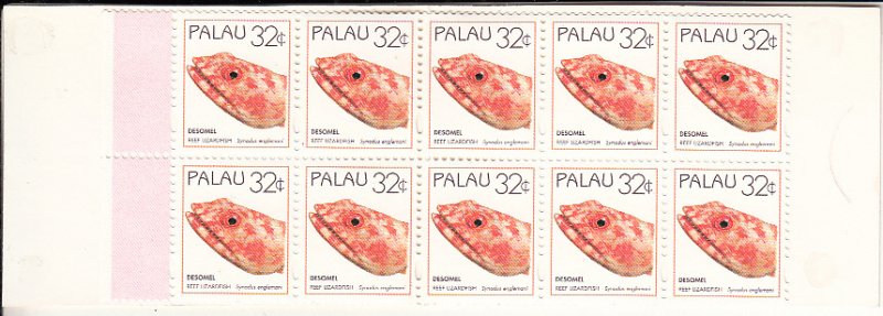 Palau 1995 MNH Sc 367a 32c Reef lizardfish Complete Booklet