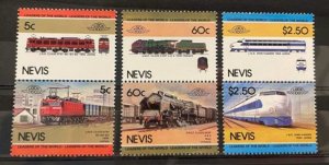 (443) NEVIS 1983-86 : TRAINS IN SE-TENANT PAIRS - MNH VF