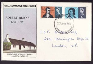 British cover-Robert Burns phosphor issue FDC-London WC-2