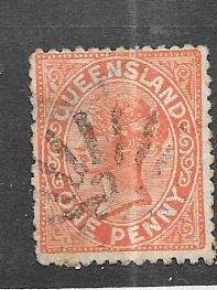 Australia-Queensland  #102b 1p  Queen Victoria-orange  (U) CV $2.75