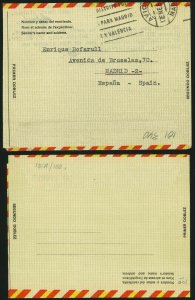 Spain #101 #101a Aerogramme 06.00p Postage Stamp Cover Europe Airmail Used Mint