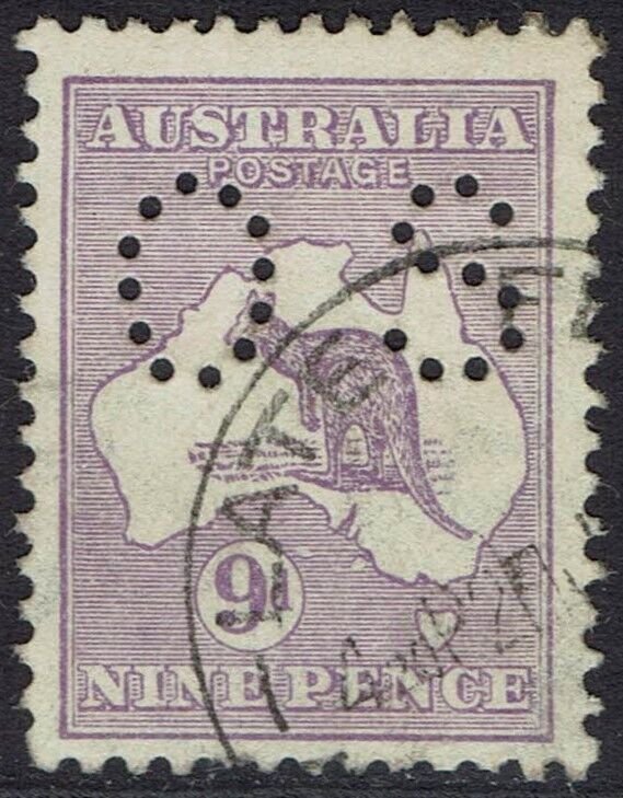 AUSTRALIA 1915 KANGAROO OS 9D 2ND WMK USED