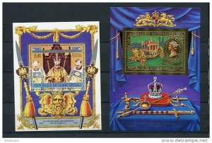 Guinea-Bissau  1978 (2)Souvenir Sheet 1  Gold Foil  MNH Queen Elizabeth II Silve