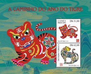 St Thomas - 2021 Year of the Tiger - 2 Stamp Souvenir Sheet - ST210629c2