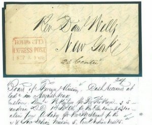 USA MISSIONARY Historic Letter NATIVE INDIANS 1844 Per BOYD'S CITY POST NYC S90a