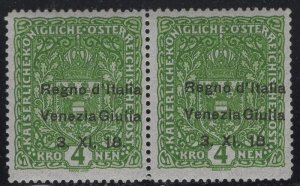 WC1_33480 AUSTRIA. Pair of 4K 1918 VENEZIA GIULIA occupation stamp. Sc.N16. MNH