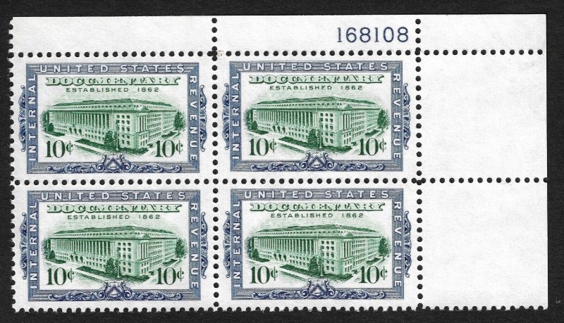 US R733 - MNH Plate Block of 4, Plate #168108.   Documentary.  Free Shipping!