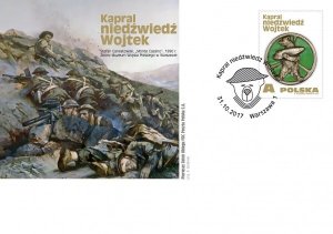 Poland 2017 FDC Stamp Corporal Bear Wojtek Monte Cassino Second World War II