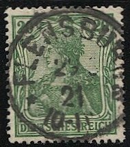 GERMANY 1920 20pf Germania Sc 121 Used VF,  FLENSBURG. postmark/cancel