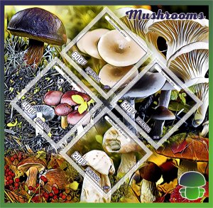 Stamps.  Mushrooms 2018 1+1 sheets perforated