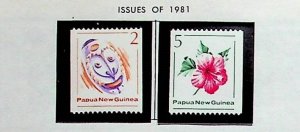 Papua New Guinea Sc 534-5 MNH SET of 1981 - Mask, Hibiscus