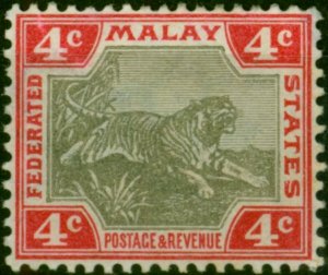 Fed of Malay States 1900 4c Grey-Brown & Carmine SG17b Fine MM