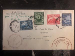 1929 Port Prince Haiti first flight cover FFC Multi Franking