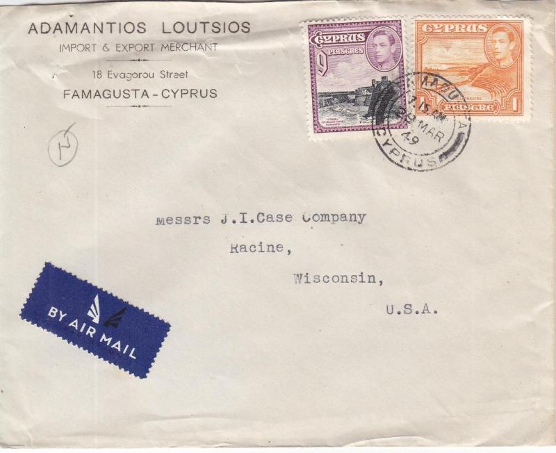 1949, Famagusta, Cyprus to Racine, WI, Airmail (24009)