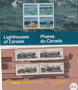 Canada 1985 MNH Souvenir Packs As Shown   Trains & Lighthouses