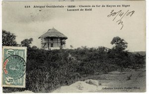 Upper Senegal & Niger 1908 Kayes cancel on postcard to France, Scott 4