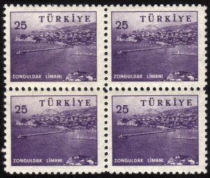 1959, Turkey 25k, Block of 4, MNH light crease, Sc 1447