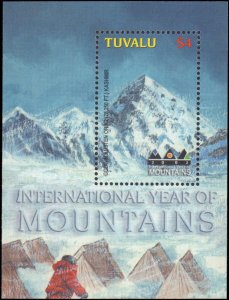 Tuvalu #896-897, Complete Set(2), Sht of 4 & S/S, 2002, Mountains, Never Hinged