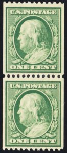 348, Mint VF/XF NH 1¢ Coil Pair With PFC Certificate - Stuart Katz