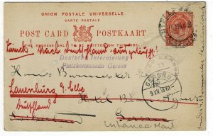 South Africa 1919 Stellenbosch cancel on postal card to German Internee, censor