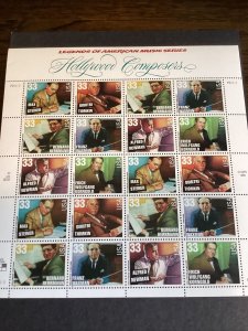 Scott#3339-44...33 Cent...Hollywood Composers... Sheet of  20-MNH-1999-US