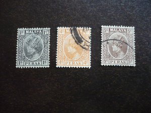 Stamps - Perak - Scott# 69,71,72 - Used Part Set of 3 Stamps