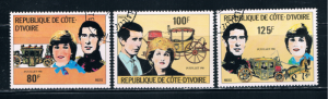 Ivory Coast 593-95 Used Set Royal Wedding 1981 (I0782)