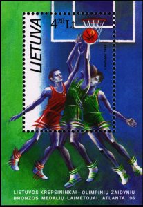 Lithuania 1996 MNH Stamps Souvenir Sheet Scott 557 Sport Olympic Games Basketbal