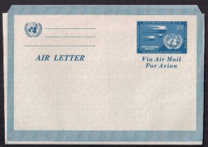 United Nations: first aerogramme, Scott #UC1 Air Letter only, Mint Folded