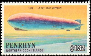 Penrhyn Islands #287-291, Complete Set(5), 1984, Zeppelins, Balloons, Aviatio...