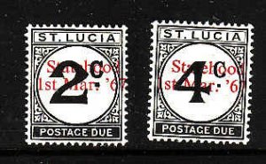 St. Lucia-Sc#J11-12-Unused light hinged set-Statehood/1st Mar 67-Postage Dues-19