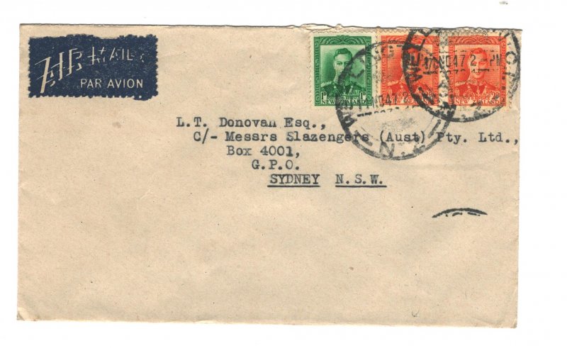 New Zealand 1947 Commercial Cover to Australia