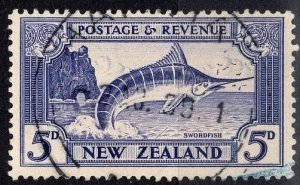 1935 New Zealand Scott #- 192 SG #- 563 5d Swordfish Perf 14 x 13½ Used