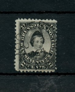 ?#10 New Brunswick 17 cent Sock on Nose cancel 1864 MOORESTON, N.B. used Canada