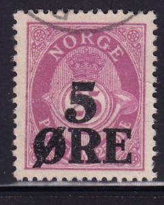 Norway 99 Post Horn and Crown o/p 1922