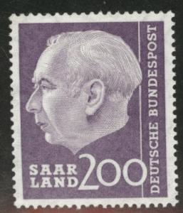 Saar Scott 282 MNH** key 200fr 1957 stamp