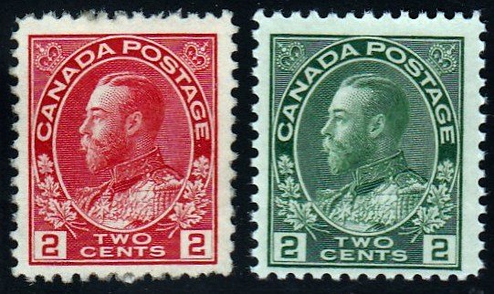 Canada #106-107 F-VF King George V. MNH OG CV $125