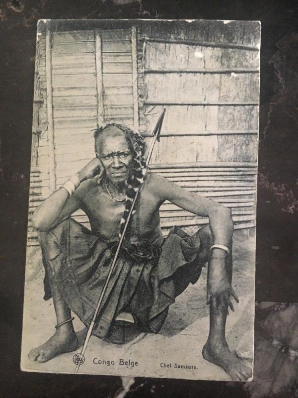 1914 Belgian Congo Real Picture Postcard Cover RPPC Samkuru Chef