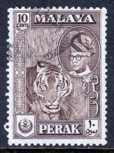 Malaya (Perak) - Scott #132 - Used - Sepia - Pulled perf - SCV $0.25