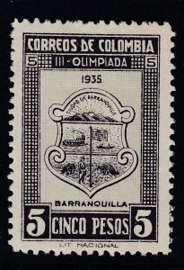 Colombia 1935 Olympic Games 5p Purple Black and Blue. LM Mint. Scott 435