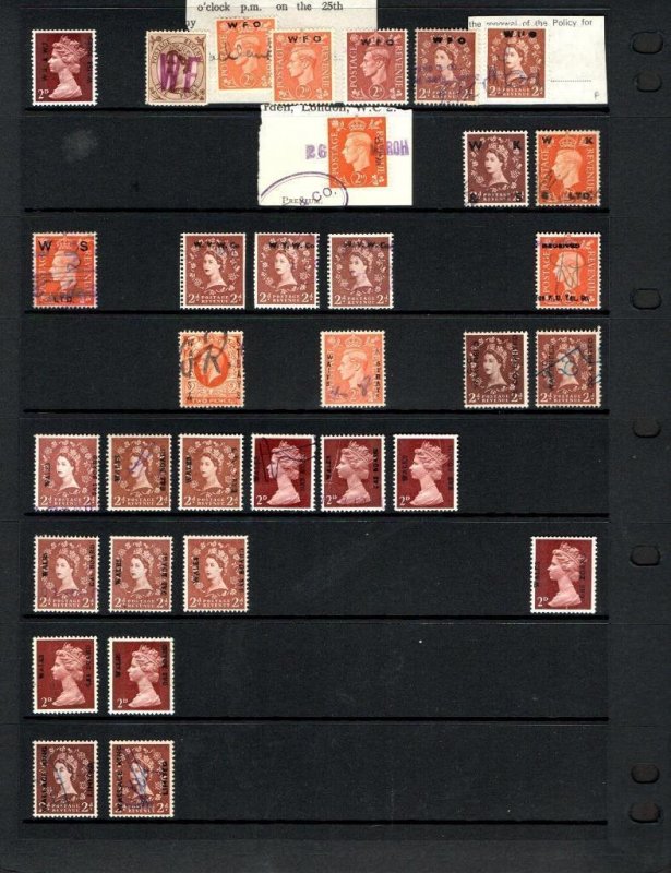 COLLECTION OF PROTECTIVE OVERPRINTS ETC ON DOUBLE SIDED PAGE 