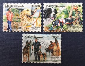 Malaysia 2018 Animal With Various Special Roles - Working Dogs Set of 3V MNH