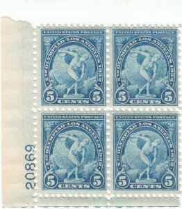 Scott # 719 - 5c Blue - plate block of 4 - MNH - SCV $27.50