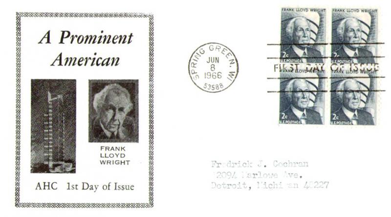 #1280 Frank Lloyd Wright - AHC Cachet  MS