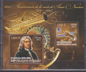 Mali, 2012 issue. Isaac Newton s/sheet. ^