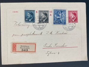 1943 Heideburg Bohemia Moravia Germany Postal Stationery Card Cover To Prague